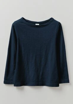 Garment Dyed Boat Neck Tee | Dark Navy