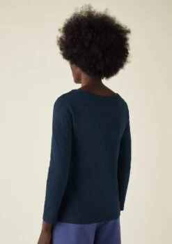 Garment Dyed Boat Neck Tee | Dark Navy -Novesta Store WJETS03 9