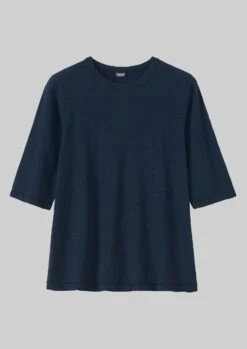 Emma Cotton Half Sleeve Tee | Indigo