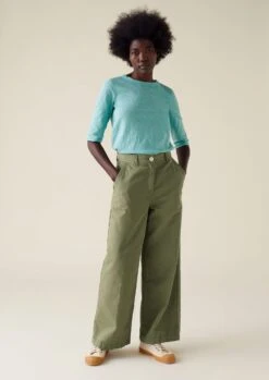 Cleo Cotton Half Sleeve Tee | Sea Green -Novesta Store WJETW02 2