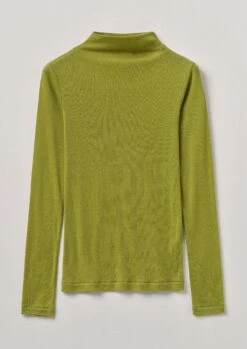 Wool Tencel High Neck Tee | Pea