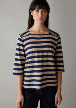 Bold Stripe Cotton Tee | Blue/Sand 9 Bold Stripe Cotton Tee | Blue/Sand -Novesta Store WJEUS10 2