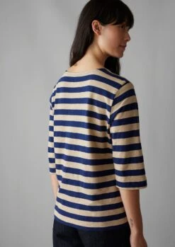 Bold Stripe Cotton Tee | Blue/Sand 10 Bold Stripe Cotton Tee | Blue/Sand -Novesta Store WJEUS10 3