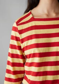 Bold Stripe Cotton Tee | Red/Corn 10 Bold Stripe Cotton Tee | Red/Corn -Novesta Store WJEUS10 6