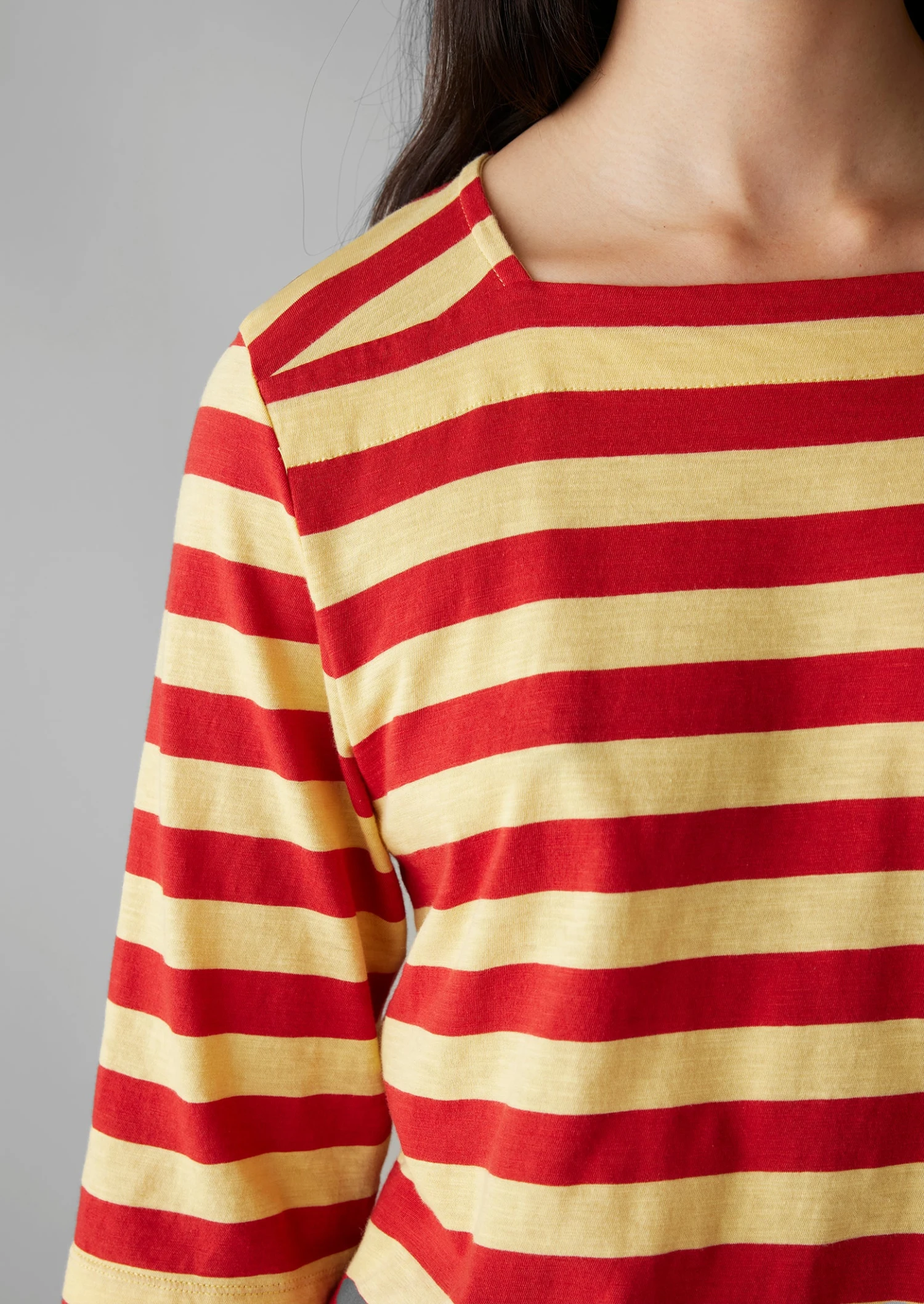 Bold Stripe Cotton Tee | Red/Corn 5 Bold Stripe Cotton Tee | Red/Corn - Image 3