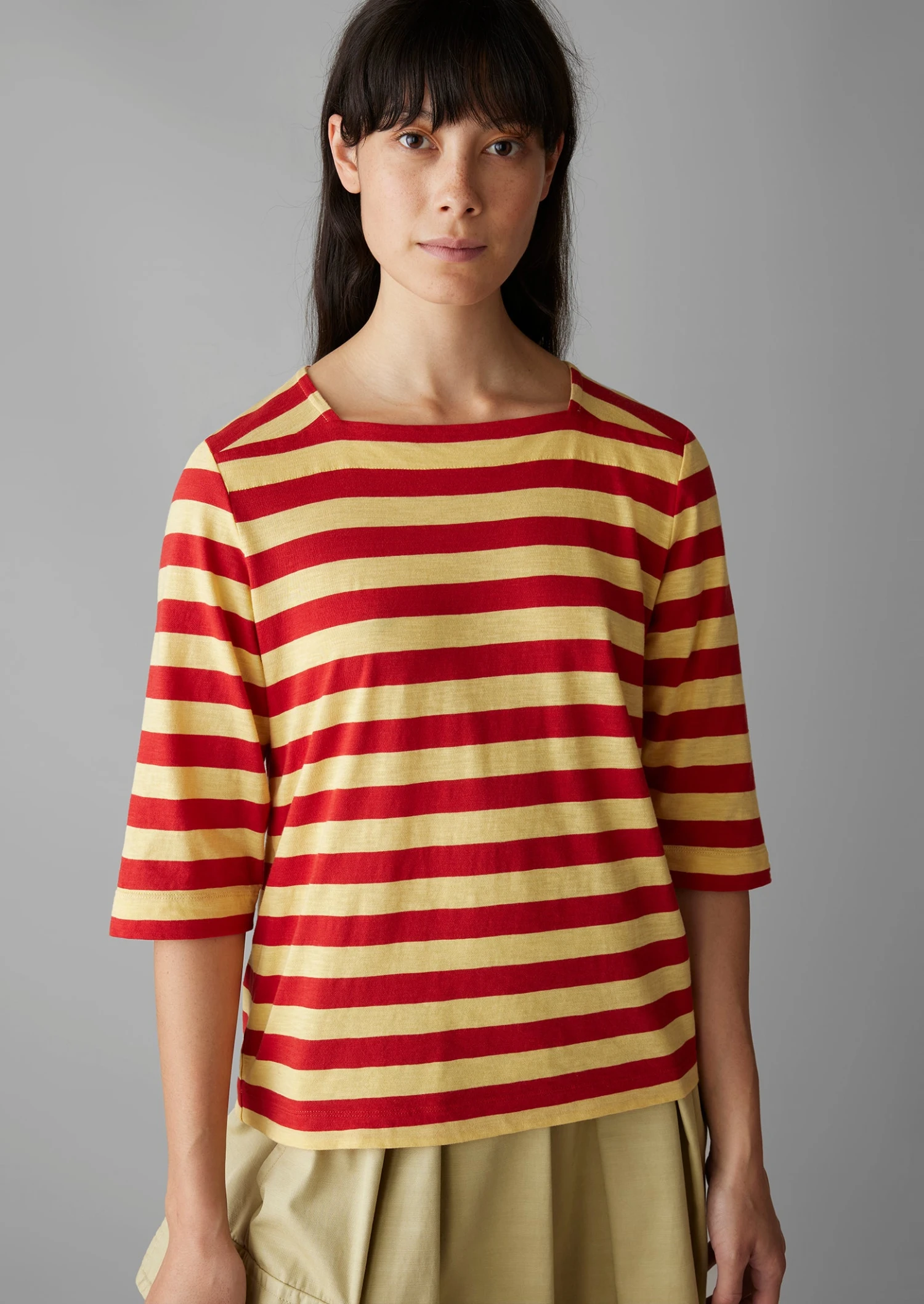 Bold Stripe Cotton Tee | Red/Corn 6 Bold Stripe Cotton Tee | Red/Corn - Image 4