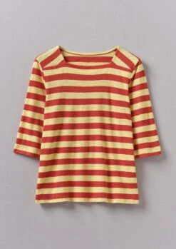 Bold Stripe Cotton Tee | Red/Corn