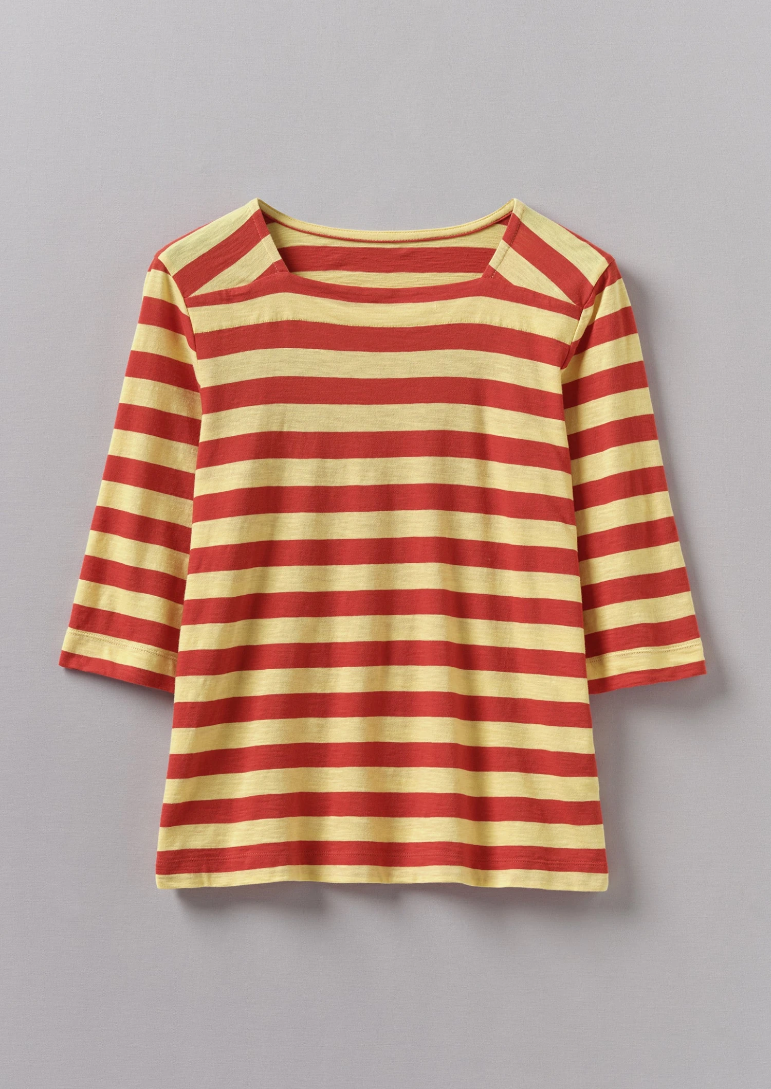 Bold Stripe Cotton Tee | Red/Corn 3 Bold Stripe Cotton Tee | Red/Corn