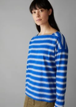 Stripe Organic Cotton Long Sleeve Tee | Lapis/Oat 11 Stripe Organic Cotton Long Sleeve Tee | Lapis/Oat -Novesta Store WJEUS11 3