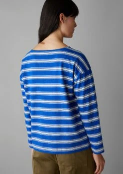 Stripe Organic Cotton Long Sleeve Tee | Lapis/Oat 12 Stripe Organic Cotton Long Sleeve Tee | Lapis/Oat -Novesta Store WJEUS11 4