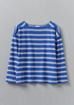Stripe Organic Cotton Long Sleeve Tee | Lapis/Oat