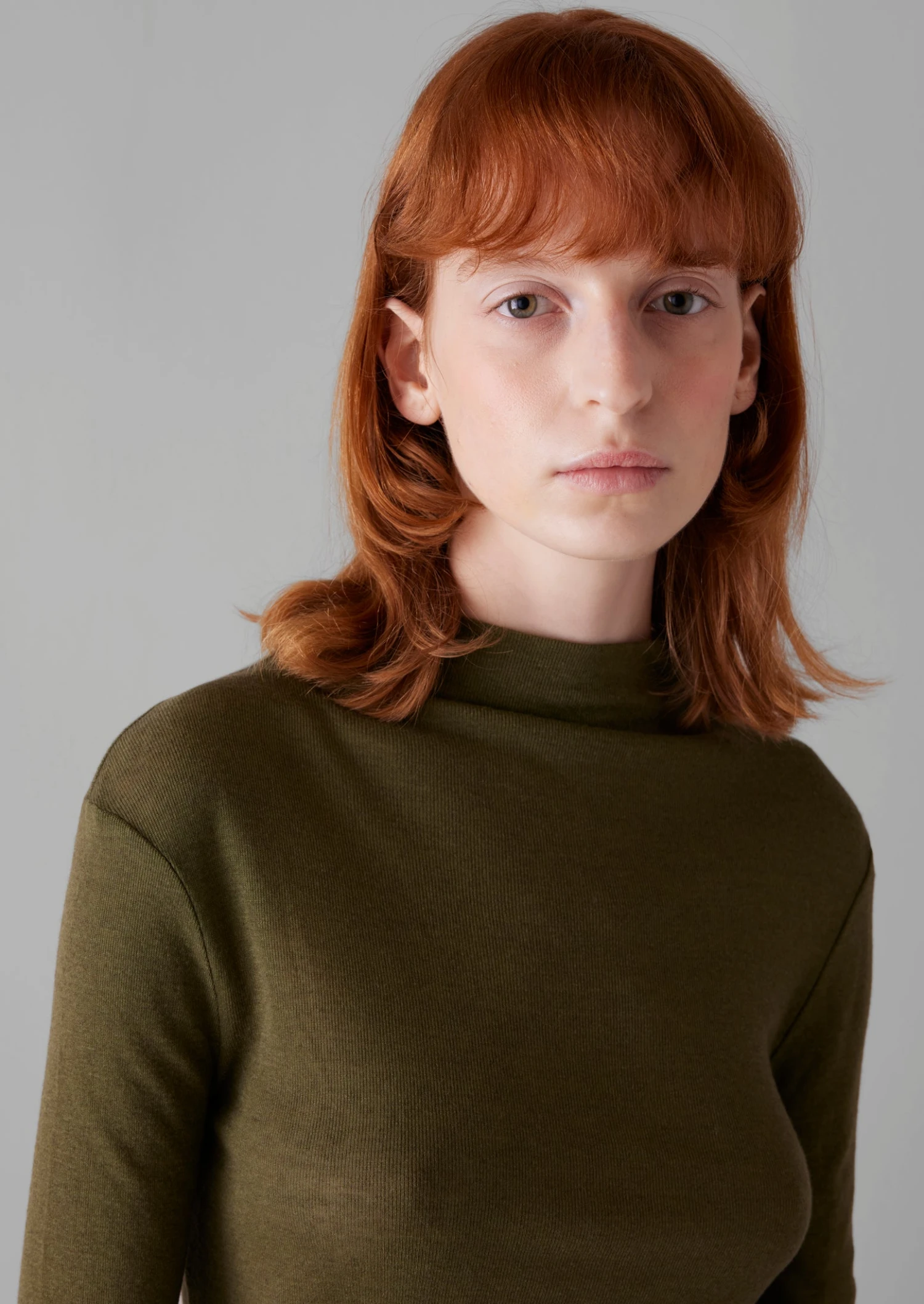Aster Wool Tencel High Neck Tee | Artichoke 5 Aster Wool Tencel High Neck Tee | Artichoke - Image 3
