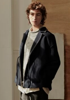 Blanket Stitch Wrap Jacket | Slate -Novesta Store WJKTW03 2