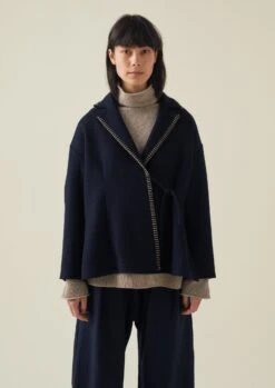 Blanket Stitch Wrap Jacket | Slate -Novesta Store WJKTW03 5