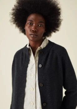 Wool Cashmere Raglan Cardigan | Charcoal -Novesta Store WKNTW10 9