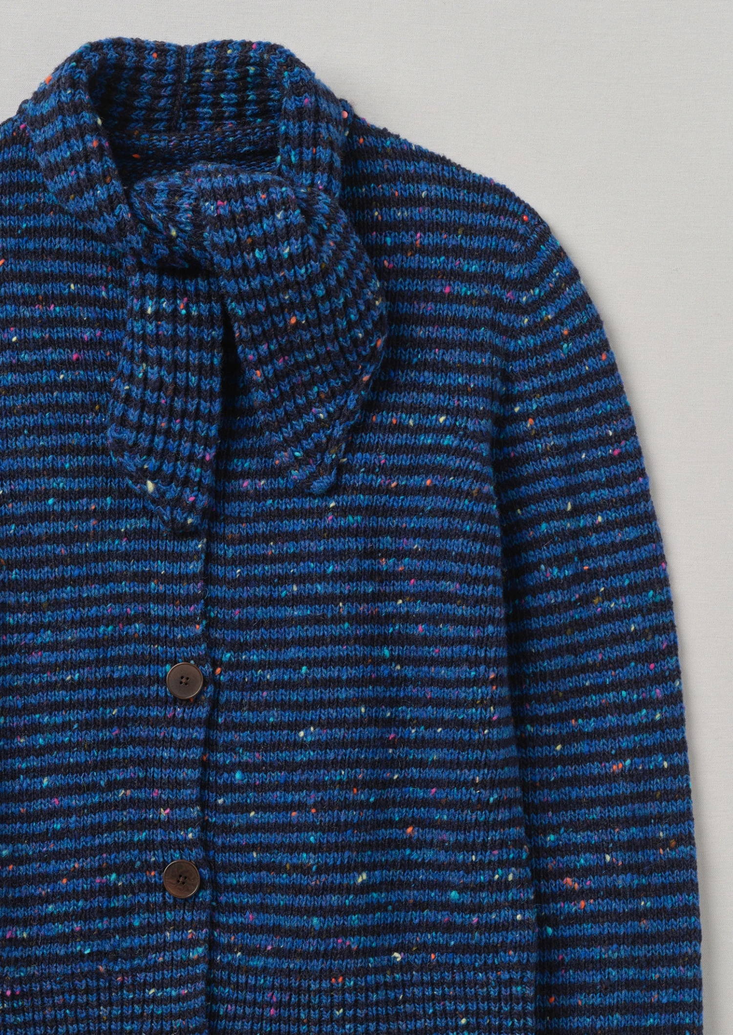 Tie Neck Stripe Donegal Cardigan | Blue Multi 8 Tie Neck Stripe Donegal Cardigan | Blue Multi - Image 6