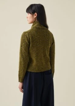 Tie Neck Stripe Donegal Cardigan | Green Multi -Novesta Store WKNTW18 5