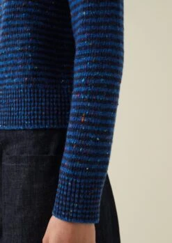 Tie Neck Stripe Donegal Cardigan | Blue Multi 12 Tie Neck Stripe Donegal Cardigan | Blue Multi -Novesta Store WKNTW18 9