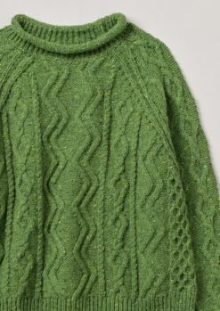Donegal Wool Cable Sweater | Apple Green -Novesta Store WKNTW20 5