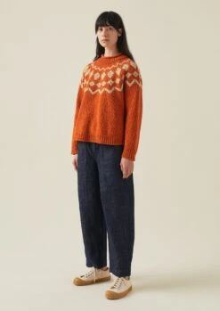 Graphic Yoke Donegal Sweater | Persimmon/Oat -Novesta Store WKNTW21 8