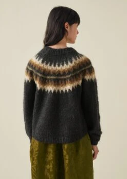 Fair Isle Yoke Mohair Blend Sweater | Earth Gold -Novesta Store WKNTW25 12