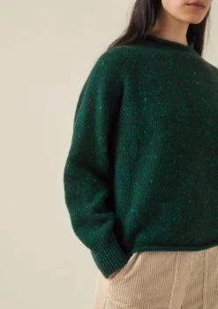 Flecky Wool Cashmere Sweater | Emerald -Novesta Store WKNTW30 2