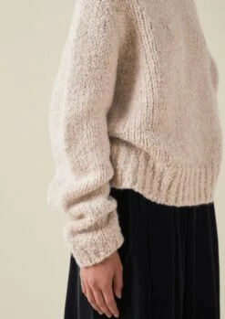 Boucle Alpaca Wool Sweater | Ecru -Novesta Store WKNTW32 3
