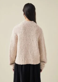 Boucle Alpaca Wool Sweater | Ecru -Novesta Store WKNTW32 5