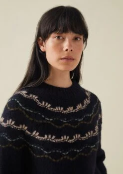 Stitch Yoke Lofty Sweater | Navy Multi -Novesta Store WKNTW34 5