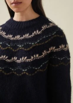 Stitch Yoke Lofty Sweater | Navy Multi -Novesta Store WKNTW34 6