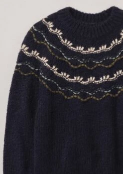 Stitch Yoke Lofty Sweater | Navy Multi -Novesta Store WKNTW34 8
