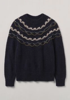 Stitch Yoke Lofty Sweater | Navy Multi