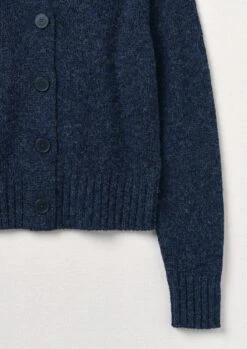 V-Neck Wool Neat Cardigan | Navy Melange -Novesta Store WKNTW40 13