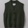 Textured Knitted Waistcoat | Darkest Olive -Novesta Store WKNUS03 darkestolive 0
