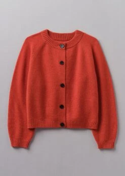 Wool Cashmere Raglan Cardigan | Carmine Red Melange