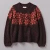 Trailing Floral Alpaca Blend Sweater | Plum/Orange -Novesta Store WKNUS10 plum orange 0