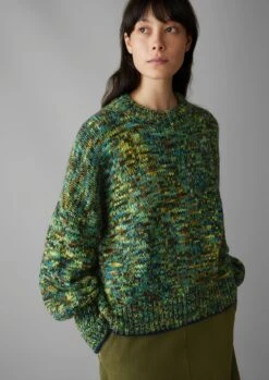 Space Dyed Hand Loomed Sweater | Green Multi -Novesta Store WKNUS12 4