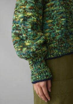 Space Dyed Hand Loomed Sweater | Green Multi -Novesta Store WKNUS12 5