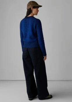 V-Neck Alpaca Blend Cardigan | Blue Melange -Novesta Store WKNUS17 3