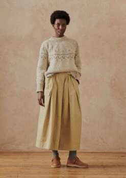 Textured Yoke Wool Cotton Sweater | Bone -Novesta Store WKNUS18 2