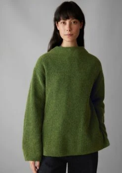 Fisherman Rib Cotton Wool Tunic | Lawn Green -Novesta Store WKNUS31 10