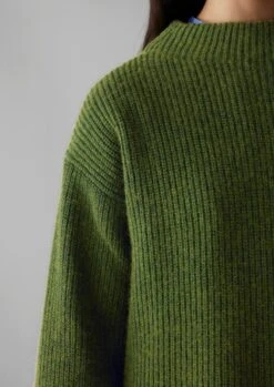 Fisherman Rib Cotton Wool Tunic | Lawn Green -Novesta Store WKNUS31 9