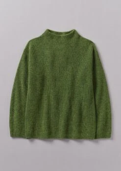 Fisherman Rib Cotton Wool Tunic | Lawn Green