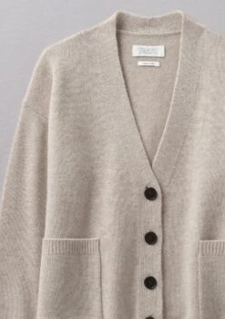 Wool Cashmere Boxy Cardigan | Putty -Novesta Store WKNUS34 8