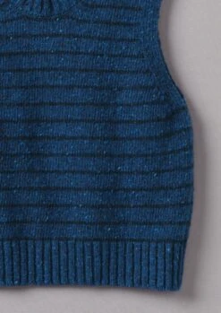 Stripe Donegal Merino Knitted Tank | Blue/Navy -Novesta Store WKNUS35 10