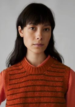 Stripe Donegal Merino Knitted Tank | Harissa/Red -Novesta Store WKNUS35 2