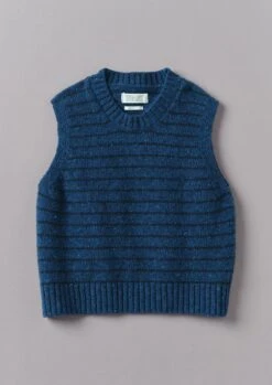 Stripe Donegal Merino Knitted Tank | Blue/Navy