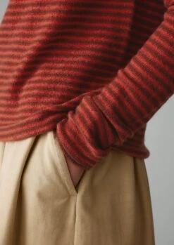 Stripe Wool Cashmere Neat Sweater | Red Earth/Harissa -Novesta Store WKNUS36 8