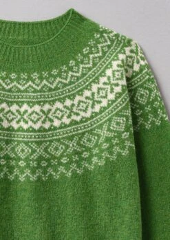 Fair Isle Yoke Wool Sweater | Lawn Green/Putty -Novesta Store WKNUS38 12