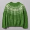 Fair Isle Yoke Wool Sweater | Lawn Green/Putty